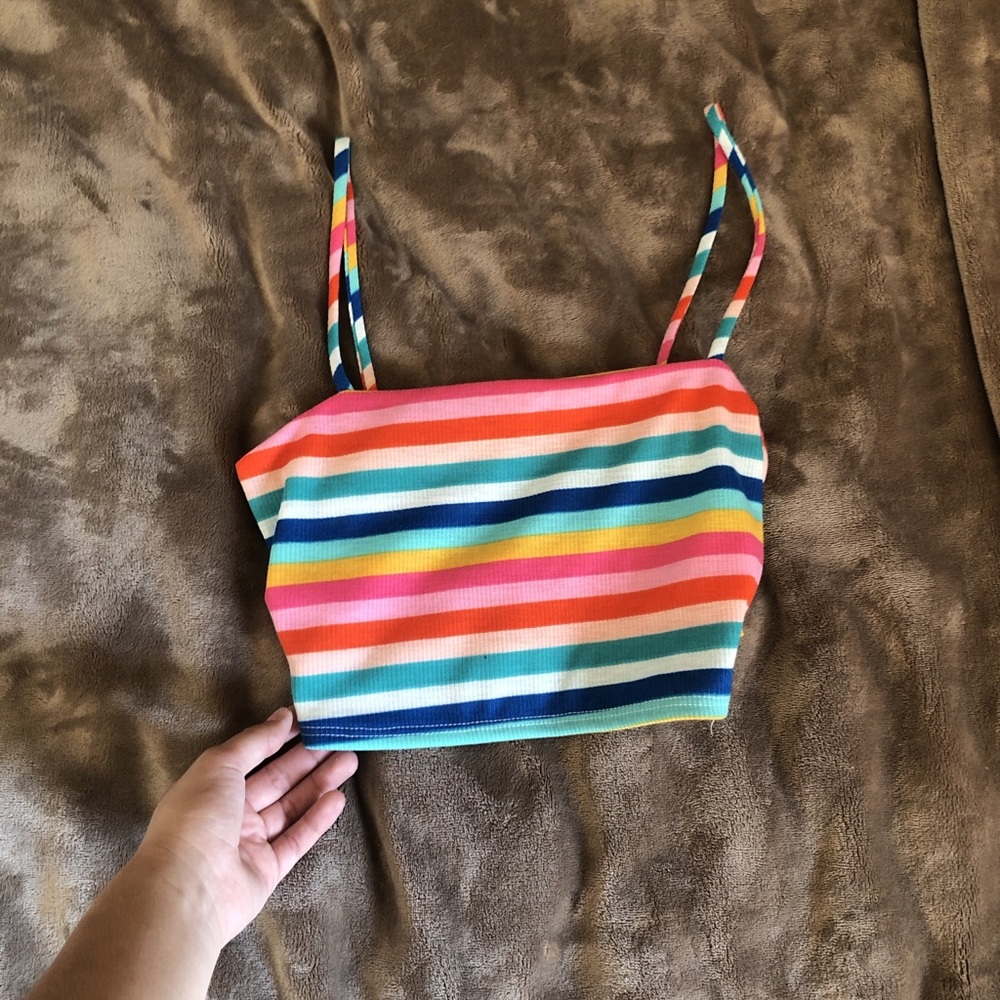 Colored striped cropped tank